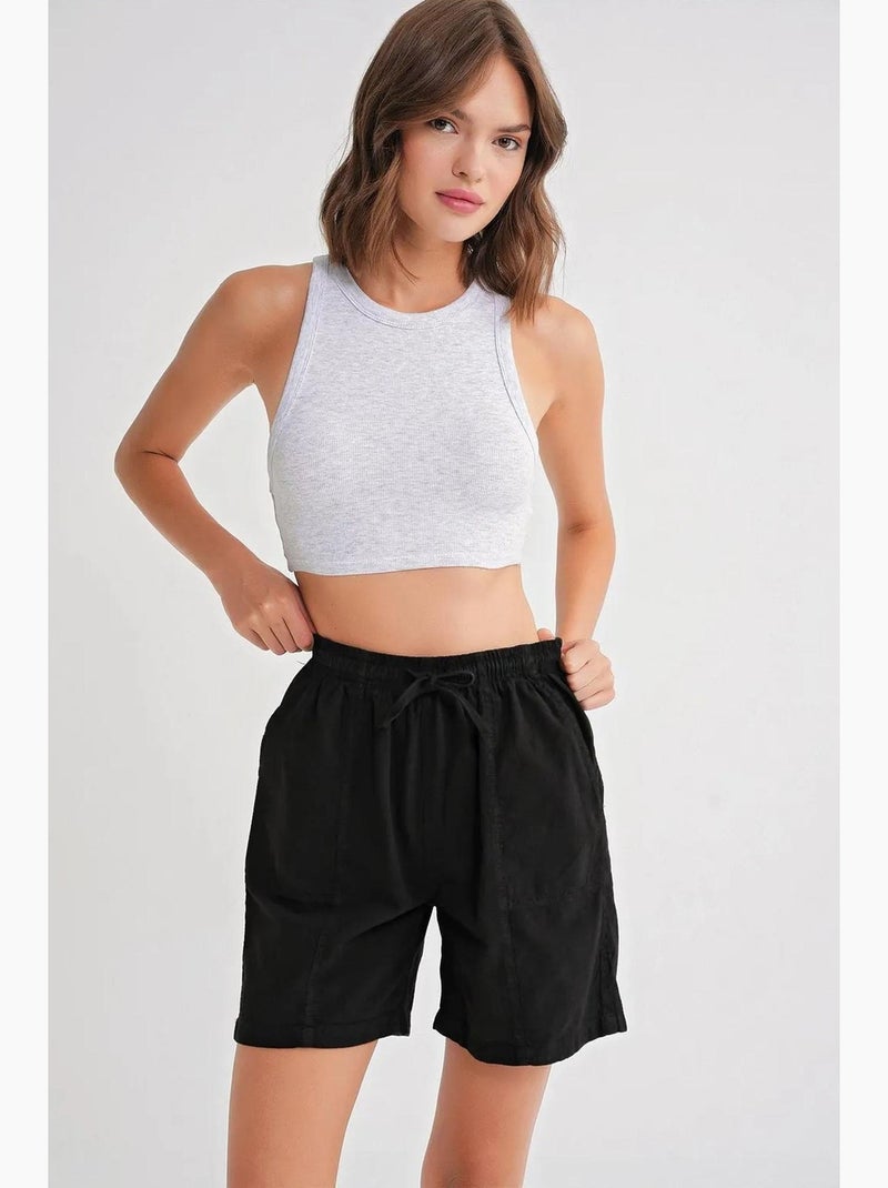 Mini shorts de algodón con cordón y cintura alta mixray Negro - Kiabi