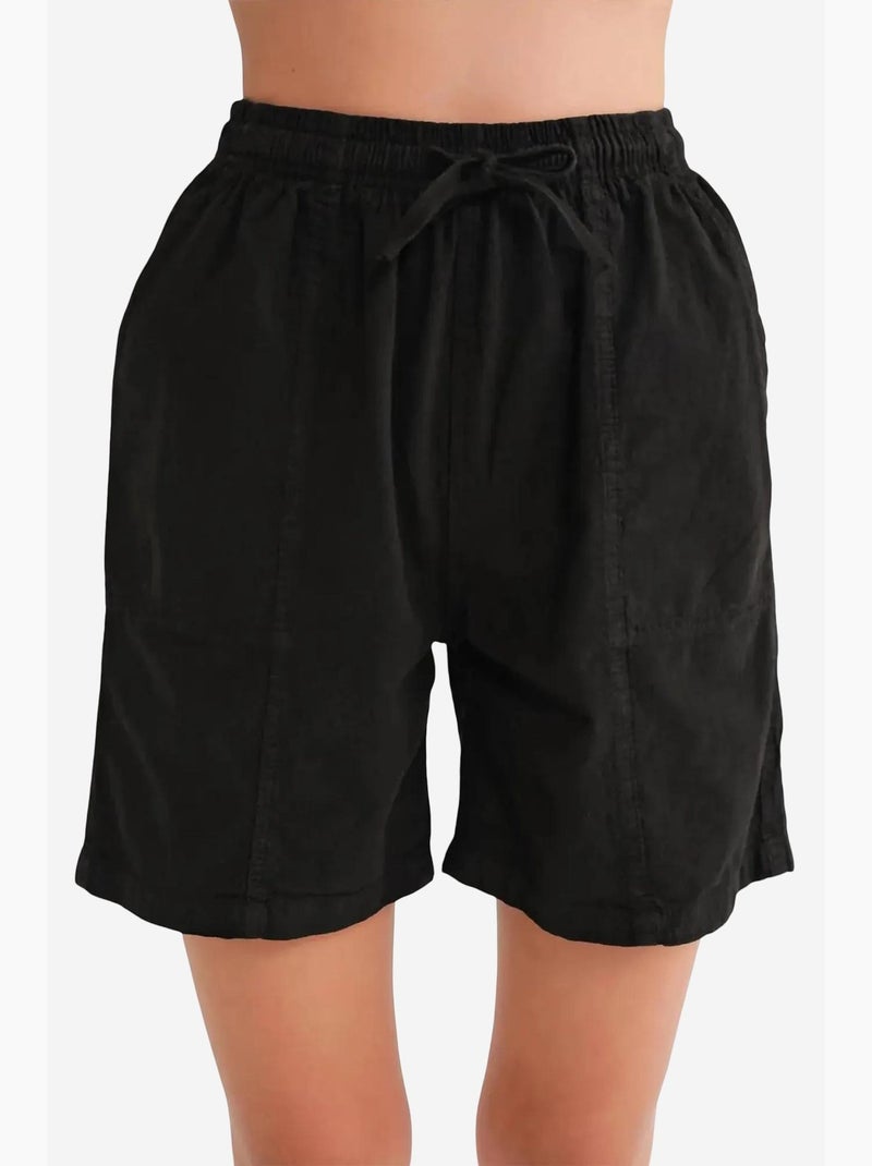 Mini shorts de algodón con cordón y cintura alta mixray Negro - Kiabi