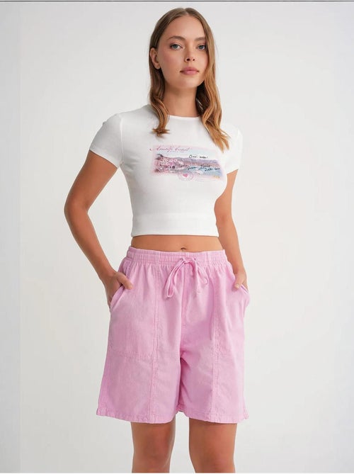 Mini shorts de algodón con cordón y cintura alta mixray - Kiabi