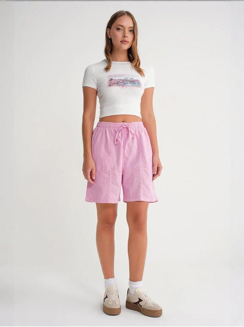 Mini shorts de algodón con cordón y cintura alta mixray - Kiabi