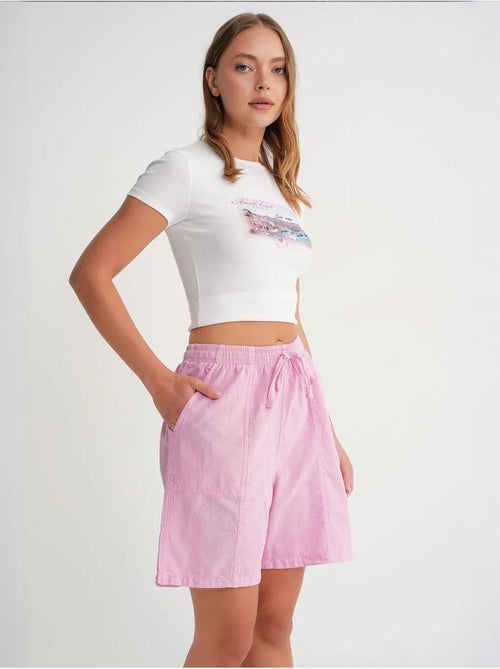 Mini shorts de algodón con cordón y cintura alta mixray - Kiabi