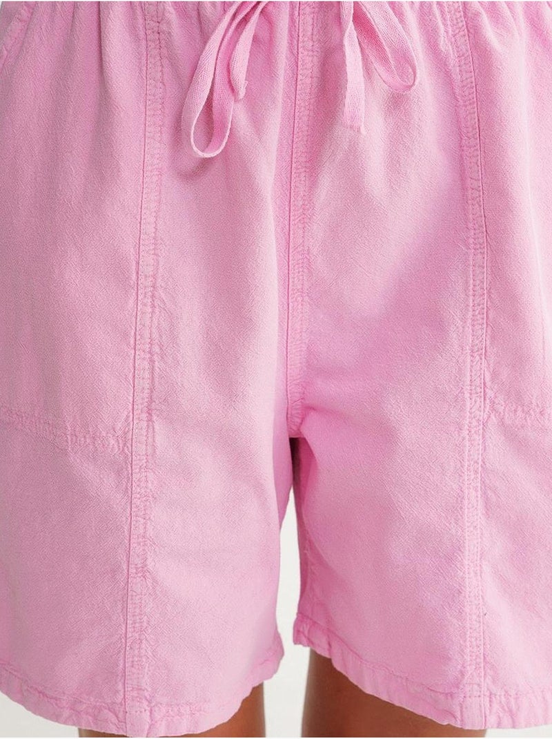 Mini shorts de algodón con cordón y cintura alta mixray Rosa pálido - Kiabi