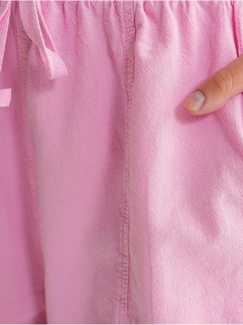 Mini shorts de algodón con cordón y cintura alta mixray Rosa pálido - Kiabi