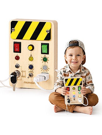 Mini tabla de actividades de madera cuadro eléctrico led mamabrum