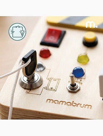 Mini tabla de actividades de madera cuadro eléctrico led mamabrum