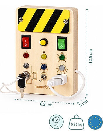Mini tabla de actividades de madera cuadro eléctrico led mamabrum