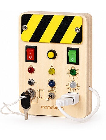 Mini tabla de actividades de madera cuadro eléctrico led mamabrum