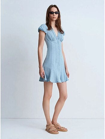 Mini vestido evasé de denim dilvin