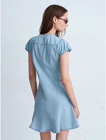 Mini vestido evasé de denim dilvin