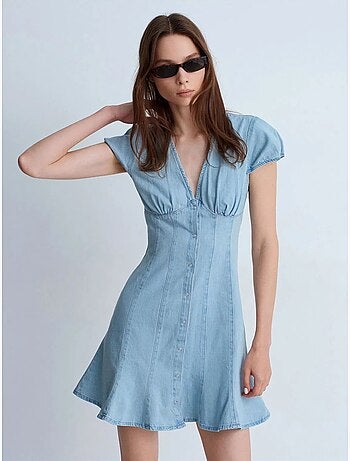 Mini vestido evasé de denim dilvin