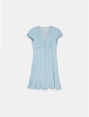 Mini vestido evasé de denim dilvin