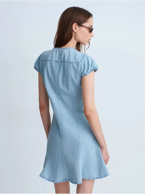 Mini vestido evasé de denim dilvin - Kiabi Mini vestido evasé de denim dilvin - Kiabi