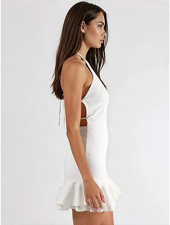 Mini vestido halter de corte a hiccup