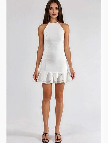 Mini vestido halter de corte a hiccup