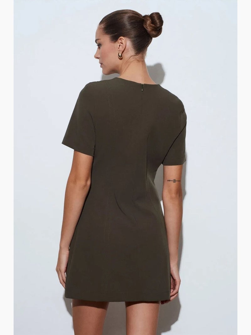Mini vestido recto con cremallera dilvin Verde caqui - Kiabi