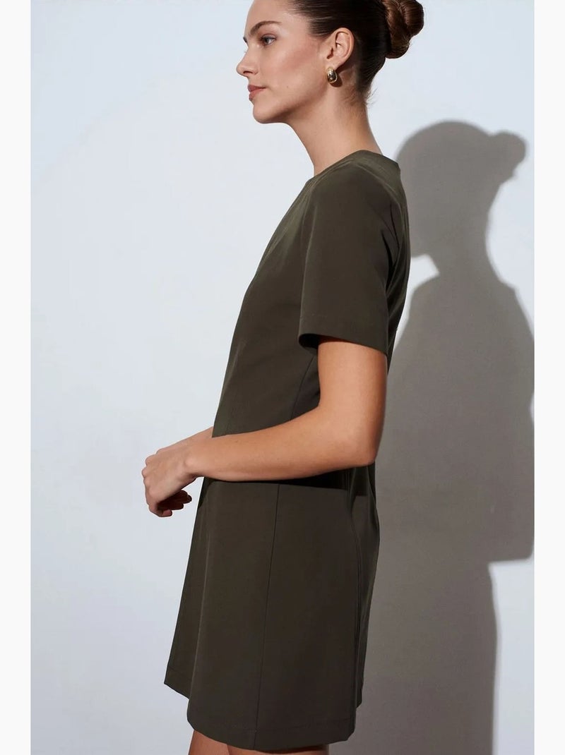 Mini vestido recto con cremallera dilvin Verde caqui - Kiabi