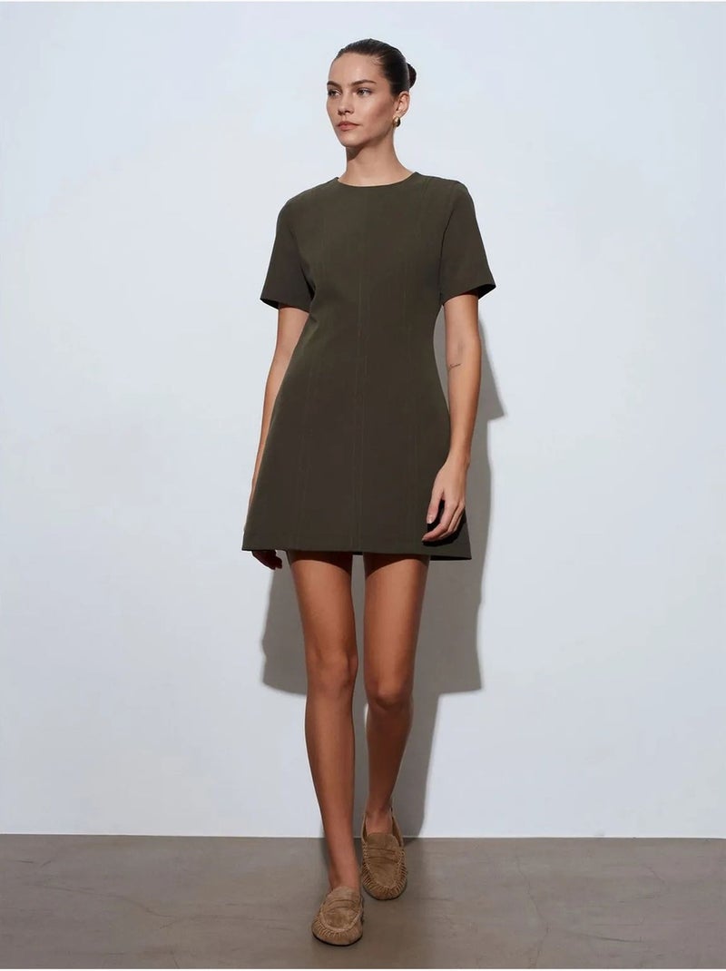 Mini vestido recto con cremallera dilvin Verde caqui - Kiabi
