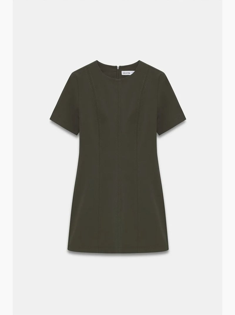 Mini vestido recto con cremallera dilvin Verde caqui - Kiabi