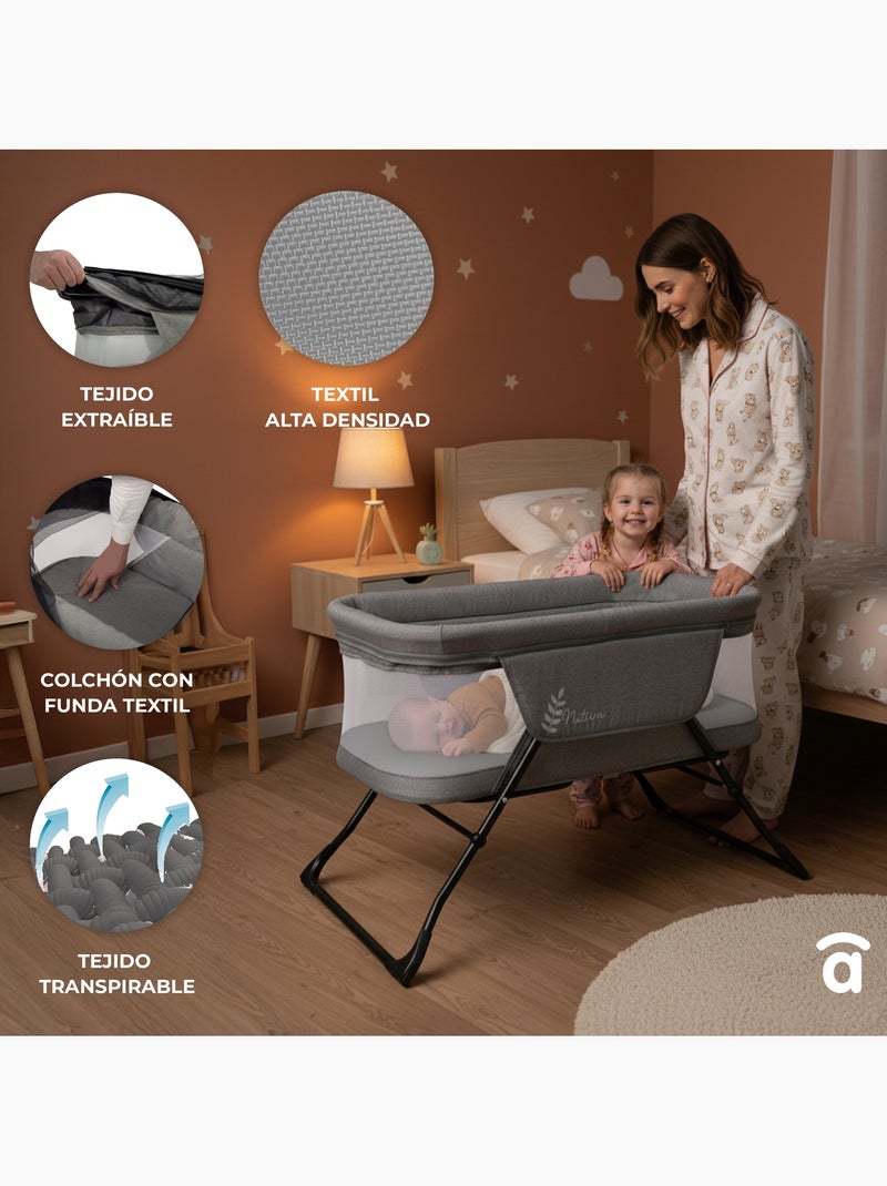 Minicuna plegable Trip Natura Asalvo Gris - Kiabi