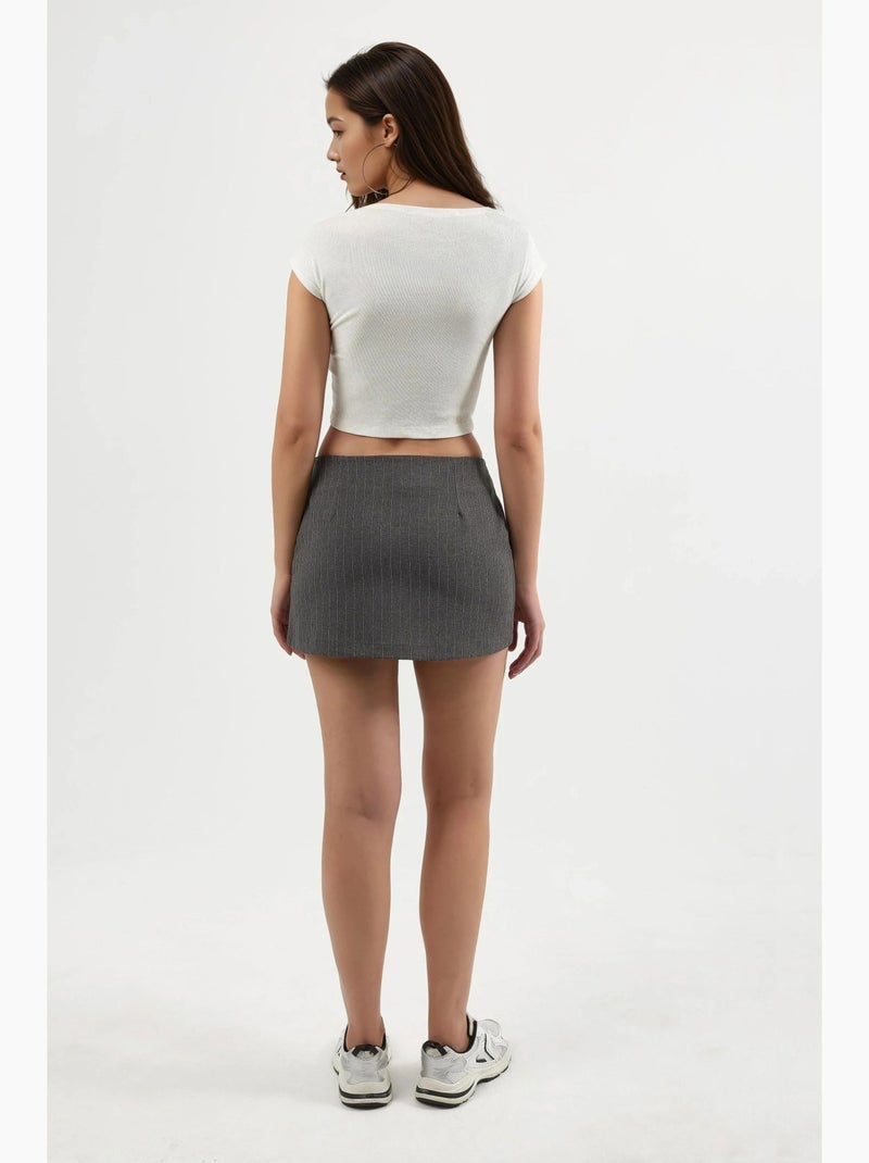 Minifalda a rayas con detalle de abertura hiccup Gris oscuro - Kiabi