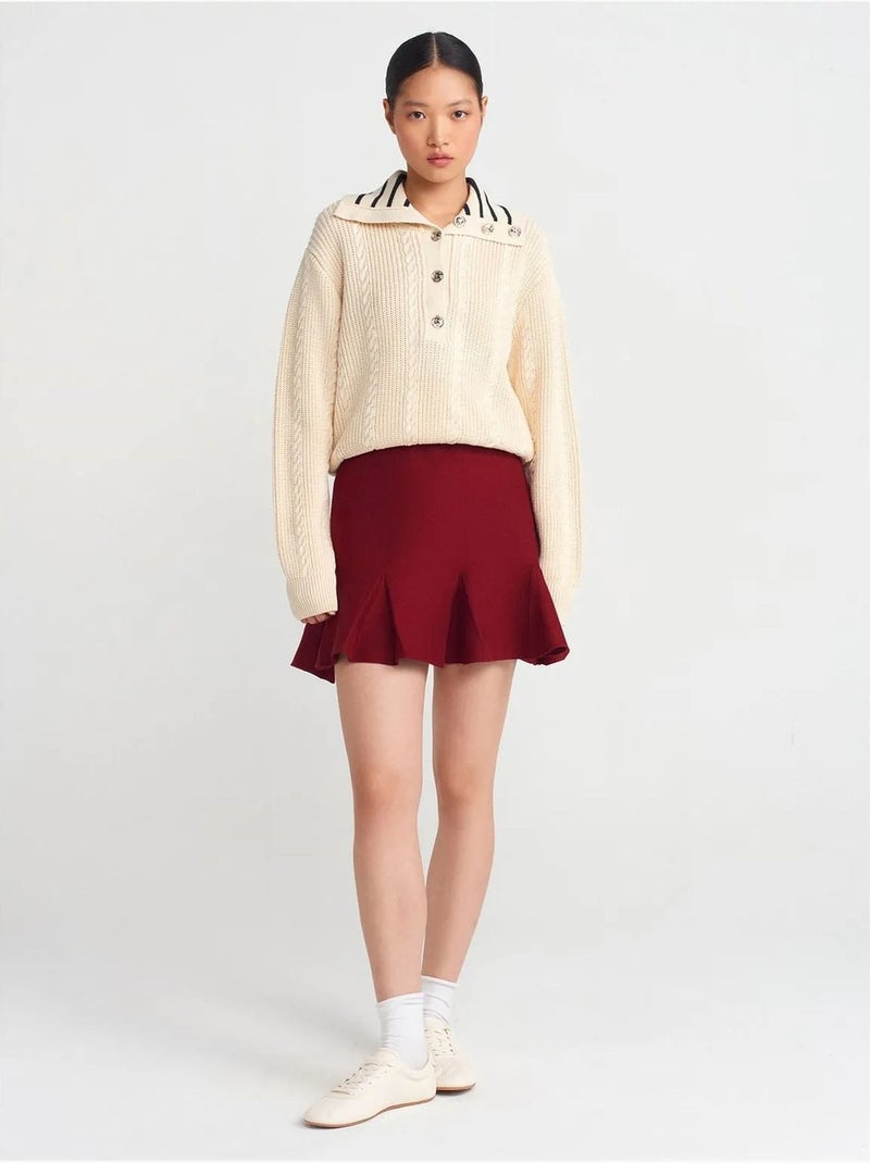 Minifalda acanalada de cintura alta dilvin Rojo burdeos - Kiabi