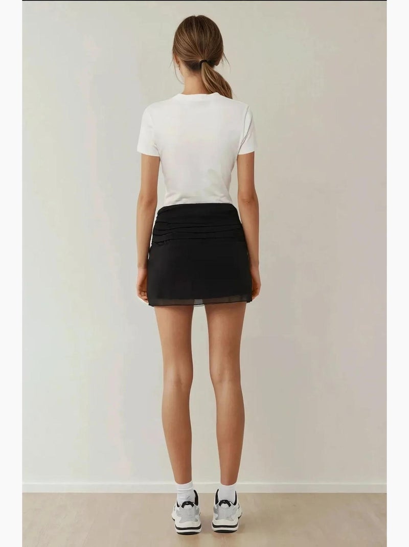 Minifalda ajustada de gasa hiccup Negro - Kiabi
