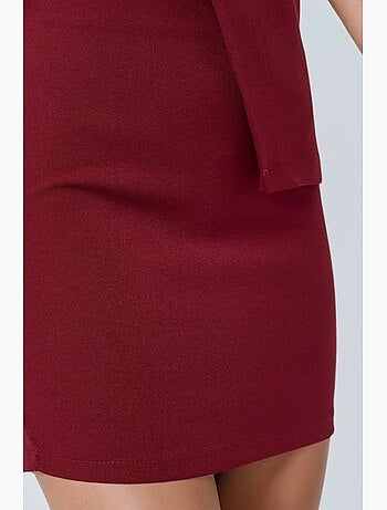 Minifalda ajustada de talle alto color burdeos hiccup