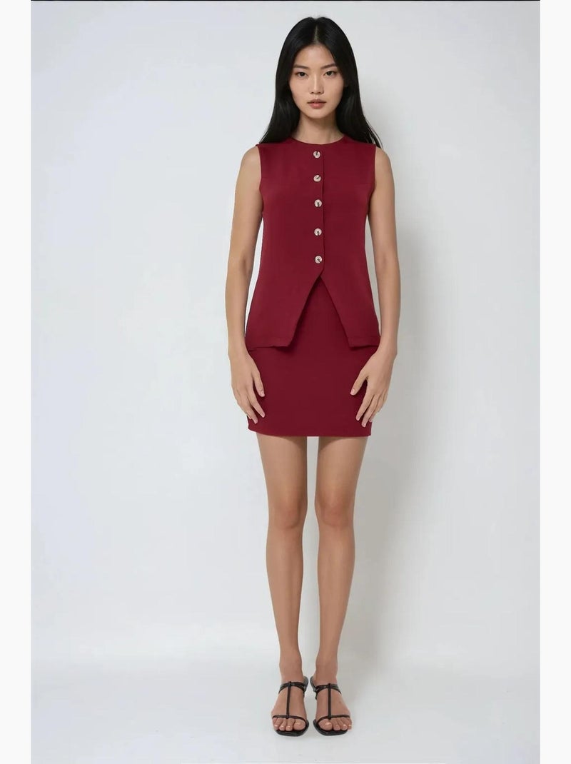 Minifalda ajustada de talle alto color burdeos hiccup Rojo burdeos - Kiabi
