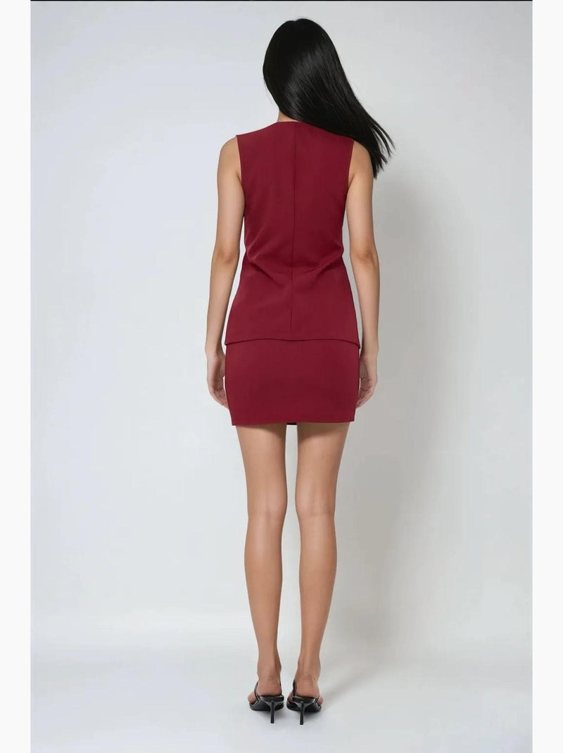 Minifalda ajustada de talle alto color burdeos hiccup Rojo burdeos - Kiabi