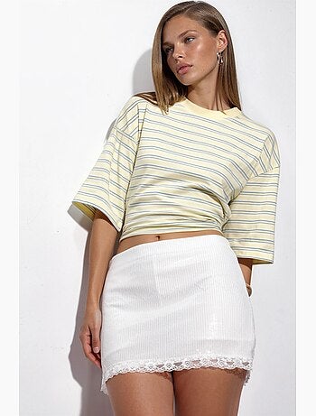 Minifalda bodycon de cintura alta con lentejuelas busem