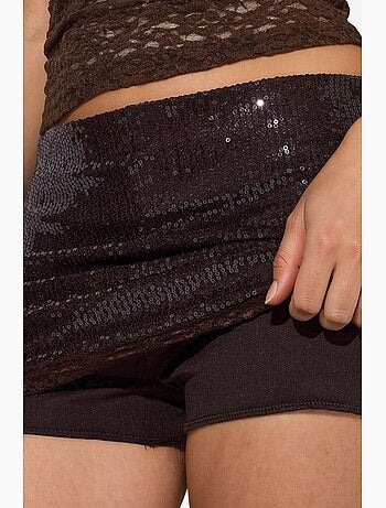 Minifalda bodycon de cintura alta con lentejuelas busem
