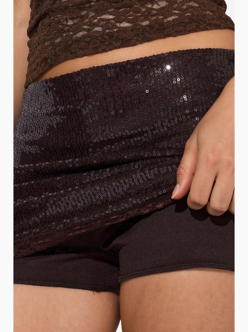 Minifalda bodycon de cintura alta con lentejuelas busem Marrón oscuro - Kiabi