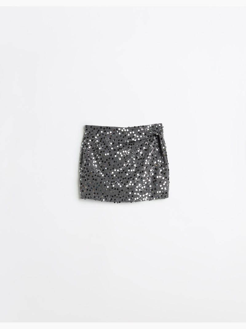 Minifalda con lentejuelas, MO Fashion Gris - Kiabi