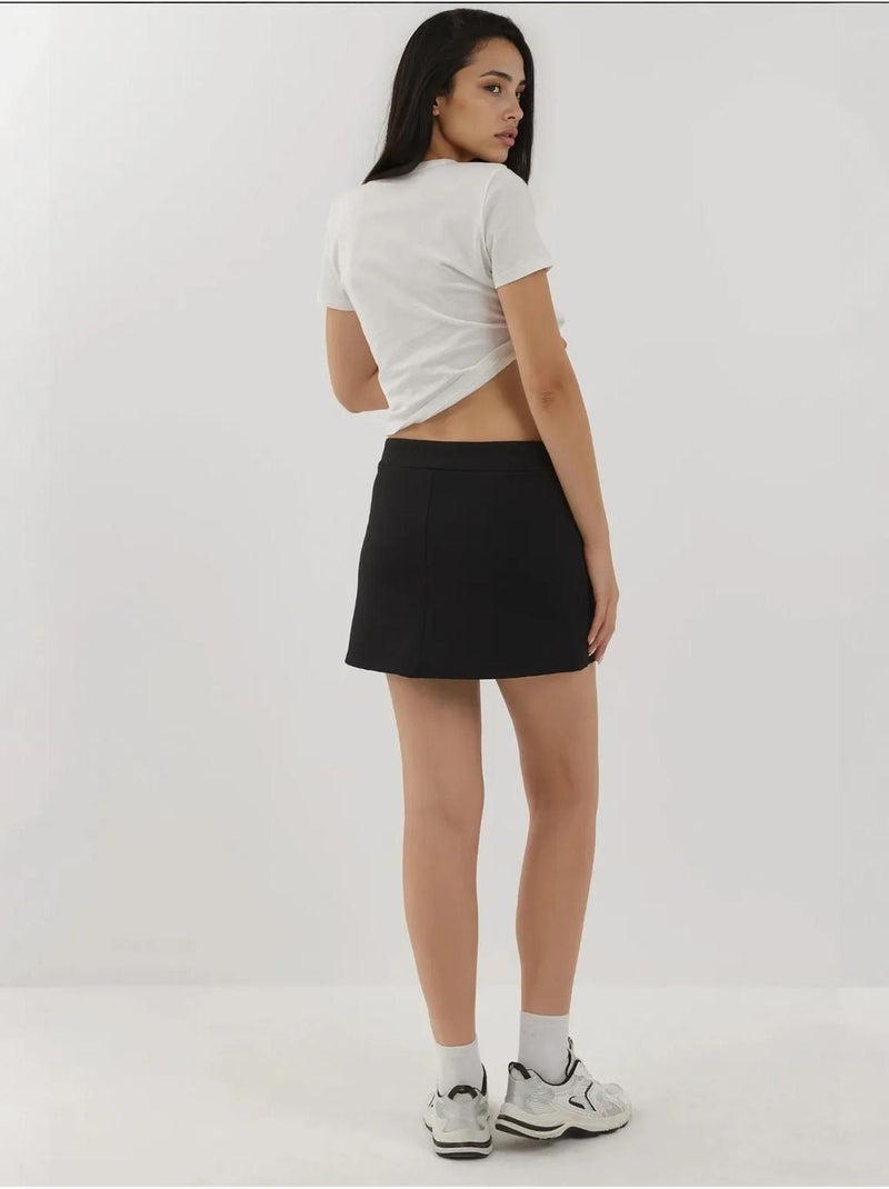 Minifalda con textura y cintura elástica hiccup Negro - Kiabi