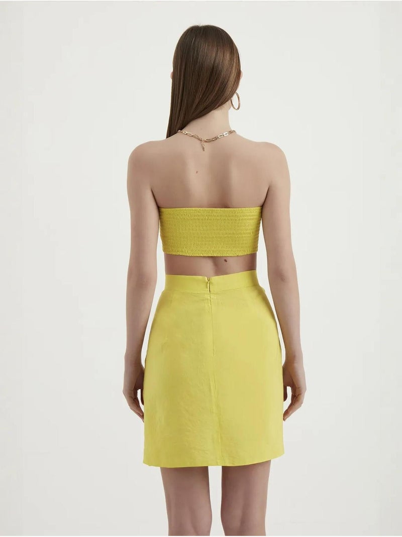 Minifalda de cintura alta con botones laterales hiccup Amarillo - Kiabi