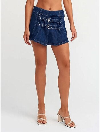 Minifalda de denim de algodón con cinturón dilvin