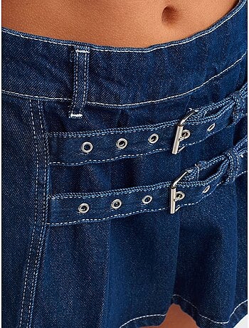 Minifalda de denim de algodón con cinturón dilvin