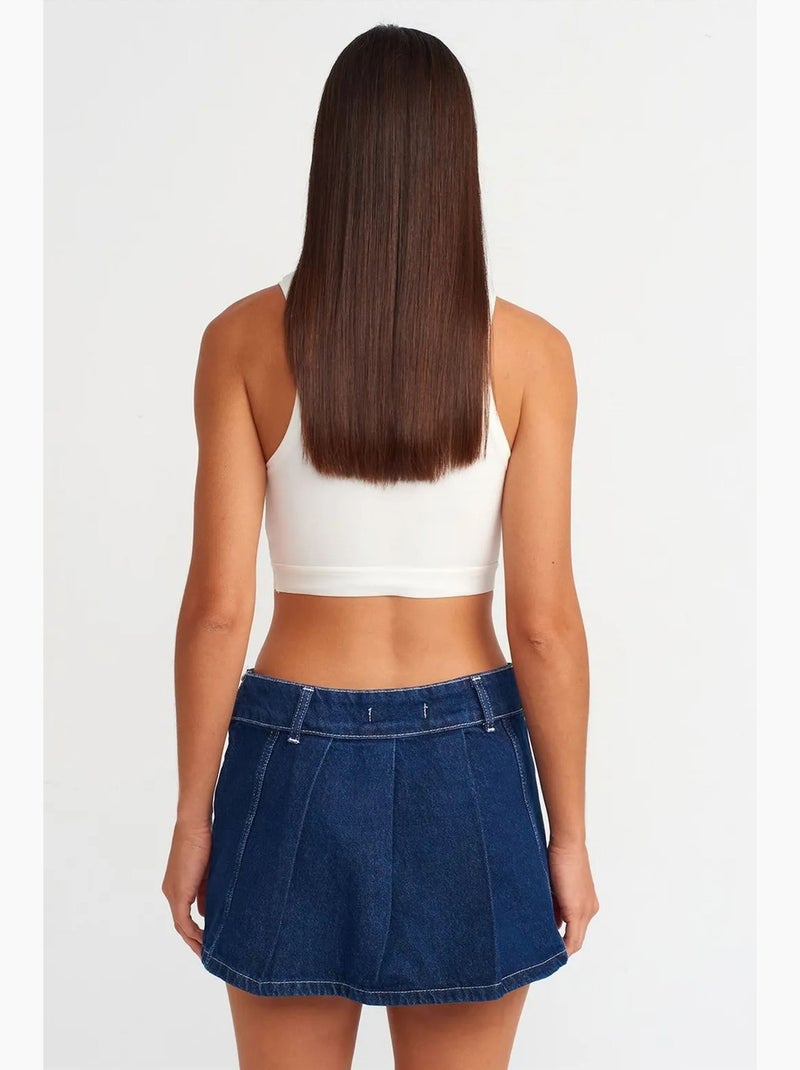 Minifalda de denim de algodón con cinturón dilvin Azul zafiro - Kiabi