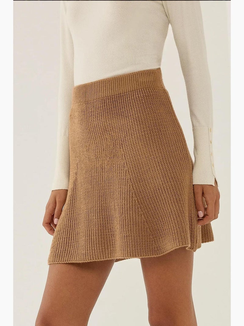 Minifalda de punto Marrón - Kiabi