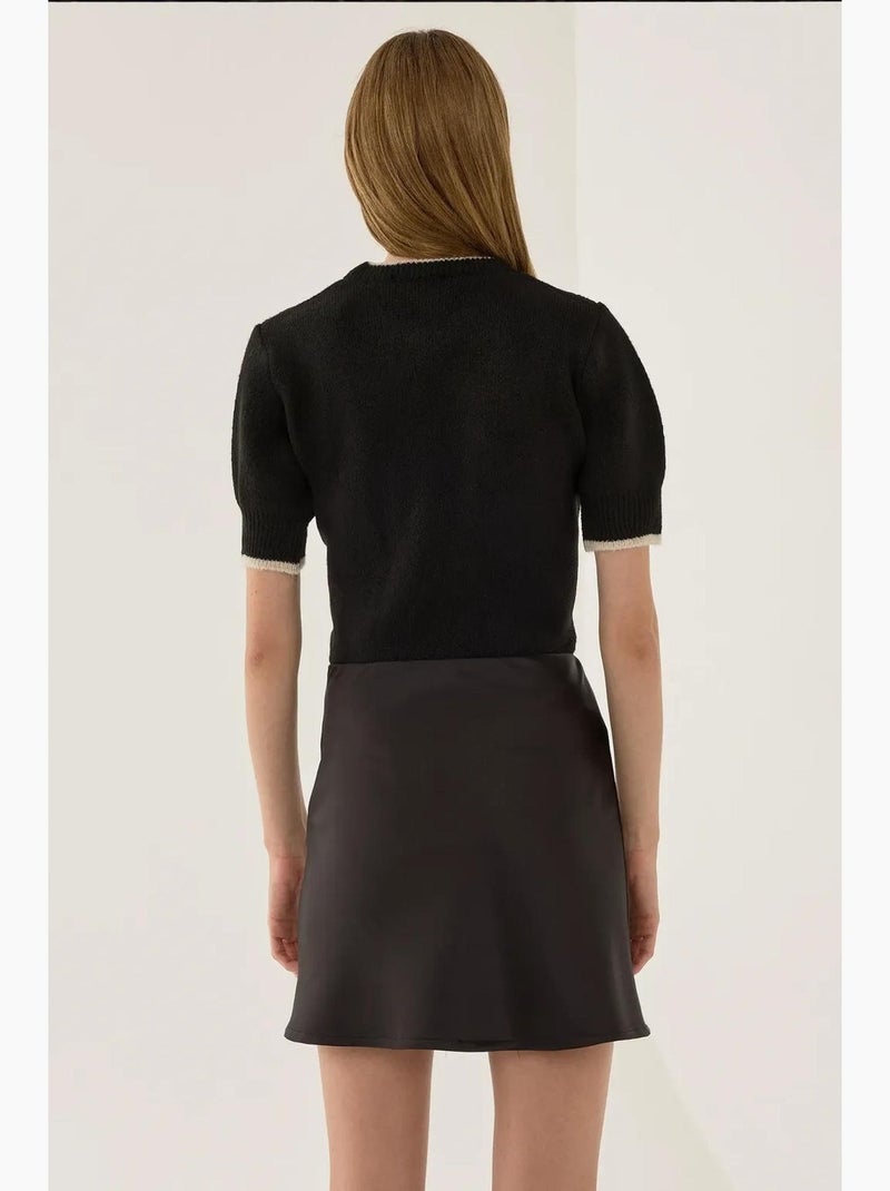 Minifalda de satén liso hiccup Negro - Kiabi