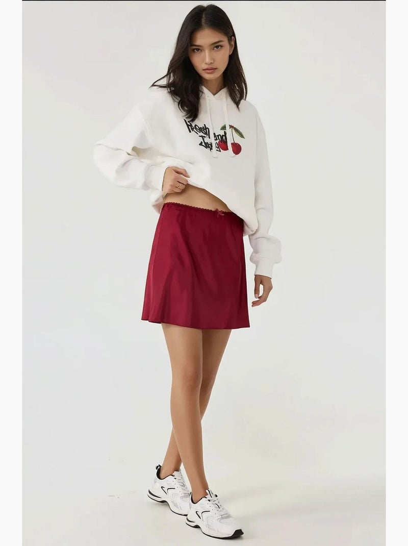 Minifalda de satén suave con forma de a hiccup Rojo burdeos - Kiabi
