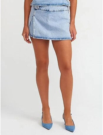 Minifalda evasé de denim de algodón dilvin