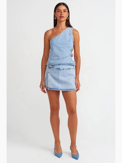 Minifalda evasé de denim de algodón dilvin - Kiabi Minifalda evasé de denim de algodón dilvin - Kiabi