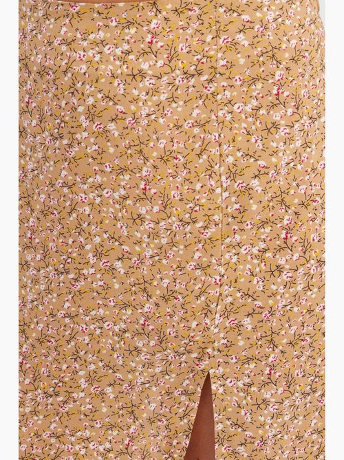 Minifalda floral de cintura alta con abertura lateral hiccup - Kiabi Minifalda floral de cintura alta con abertura lateral hiccup - Kiabi