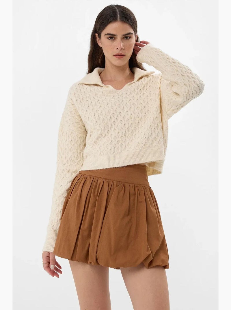 Minifalda globo con pantalón corto interior adjunto hiccup Camel - Kiabi