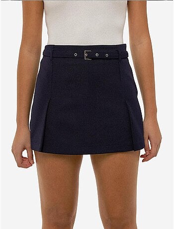 Minifalda pantalón con cinturón