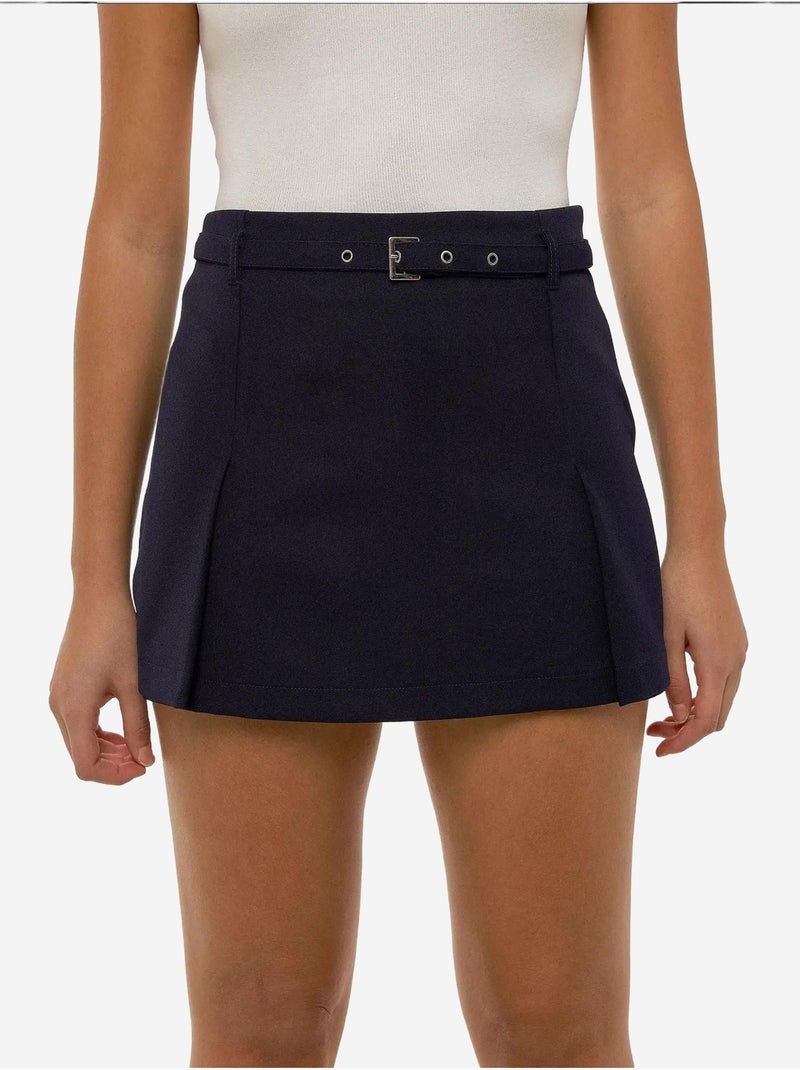 Minifalda pantalón con cinturón Azul - Kiabi