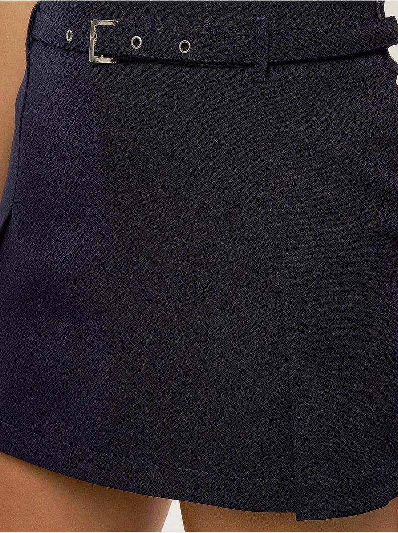 Minifalda pantalón con cinturón Azul - Kiabi