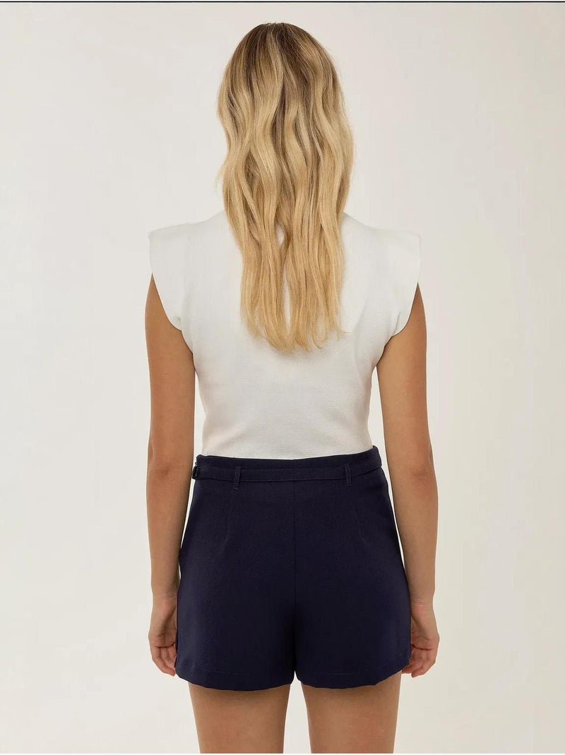 Minifalda pantalón con cinturón Azul - Kiabi