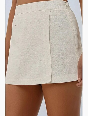 Minifalda pantalón con textura de lino hiccup